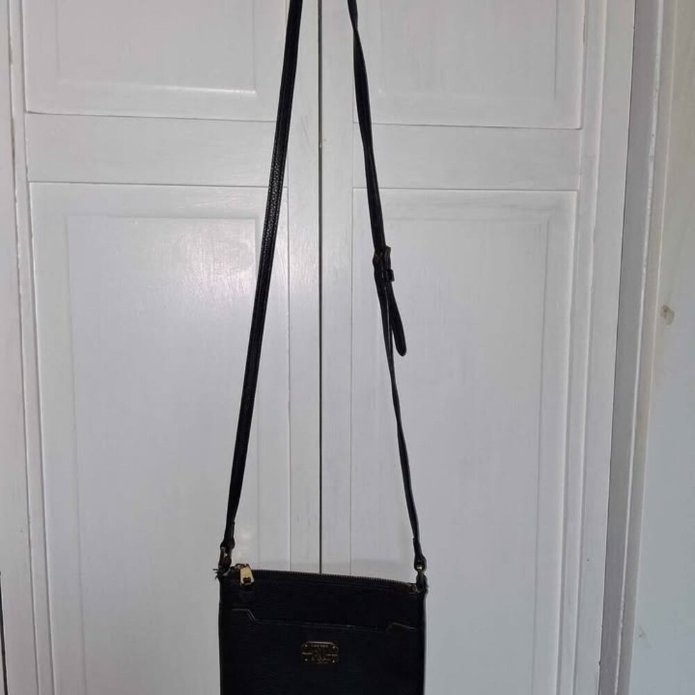 Lauren Ralph Lauren Black Pebble Leather Crossbody Bag - Picture 4 of 5